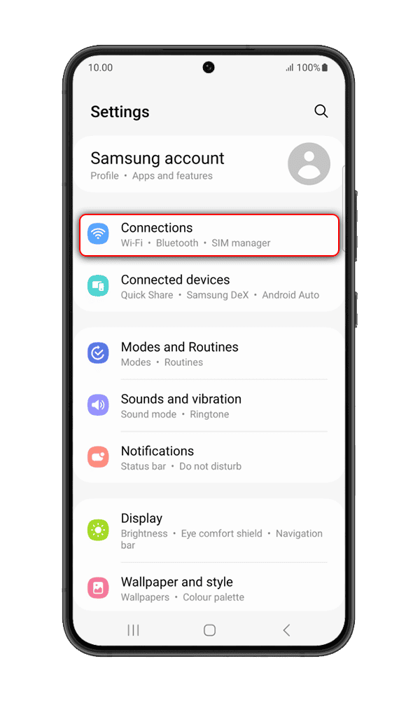Step 1: Go to Settings > Connections